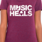 Music Heals Logo - Crew - White on Maroon